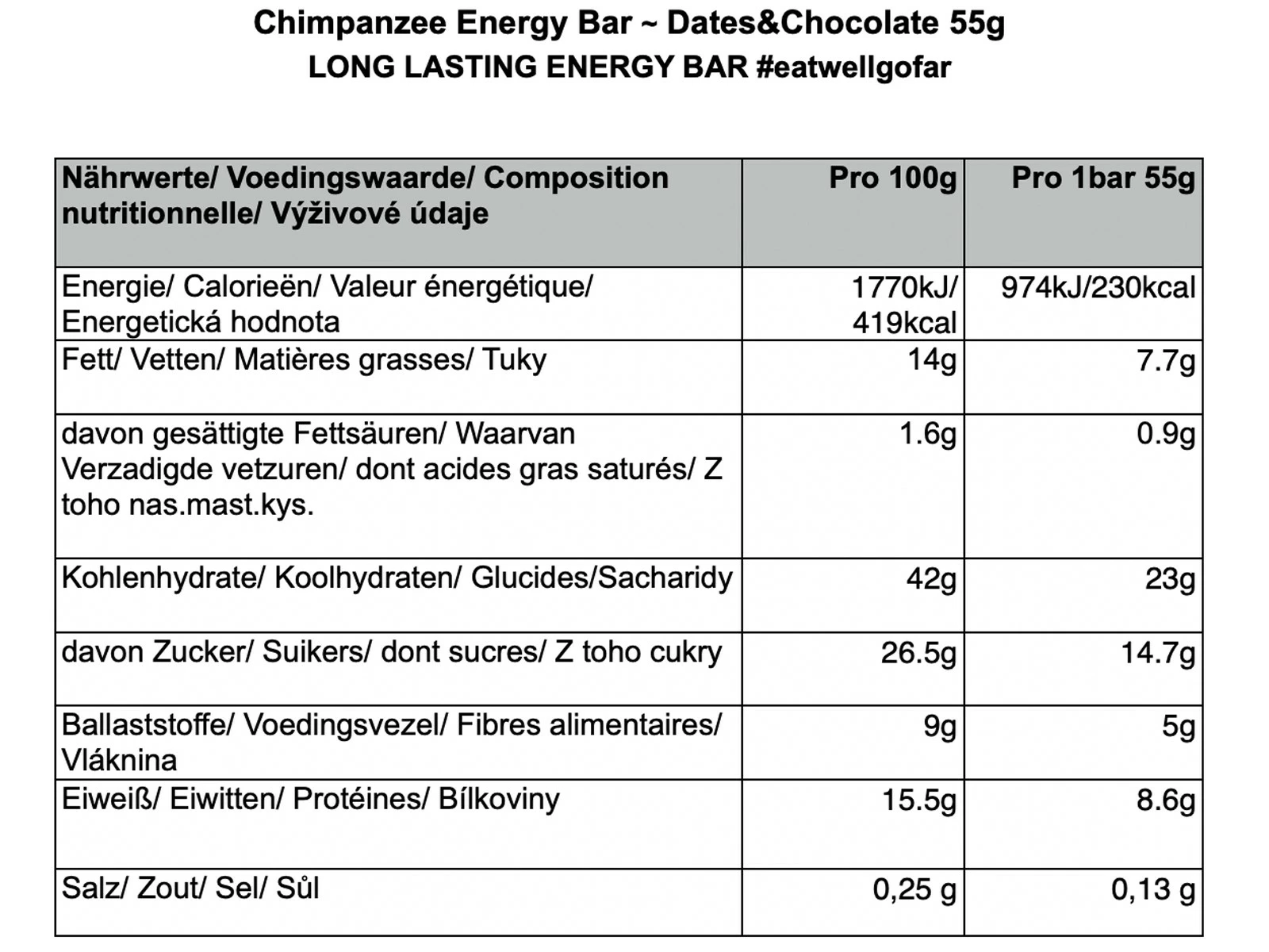 Chimpanzee Nutrition CHIMPANZEE Barre énergétique Dattes Chocolat - 65g 2 Chimpanzee Nutrition CHIMPANZEE Barre énergétique Dattes Chocolat - 65g – Image 2