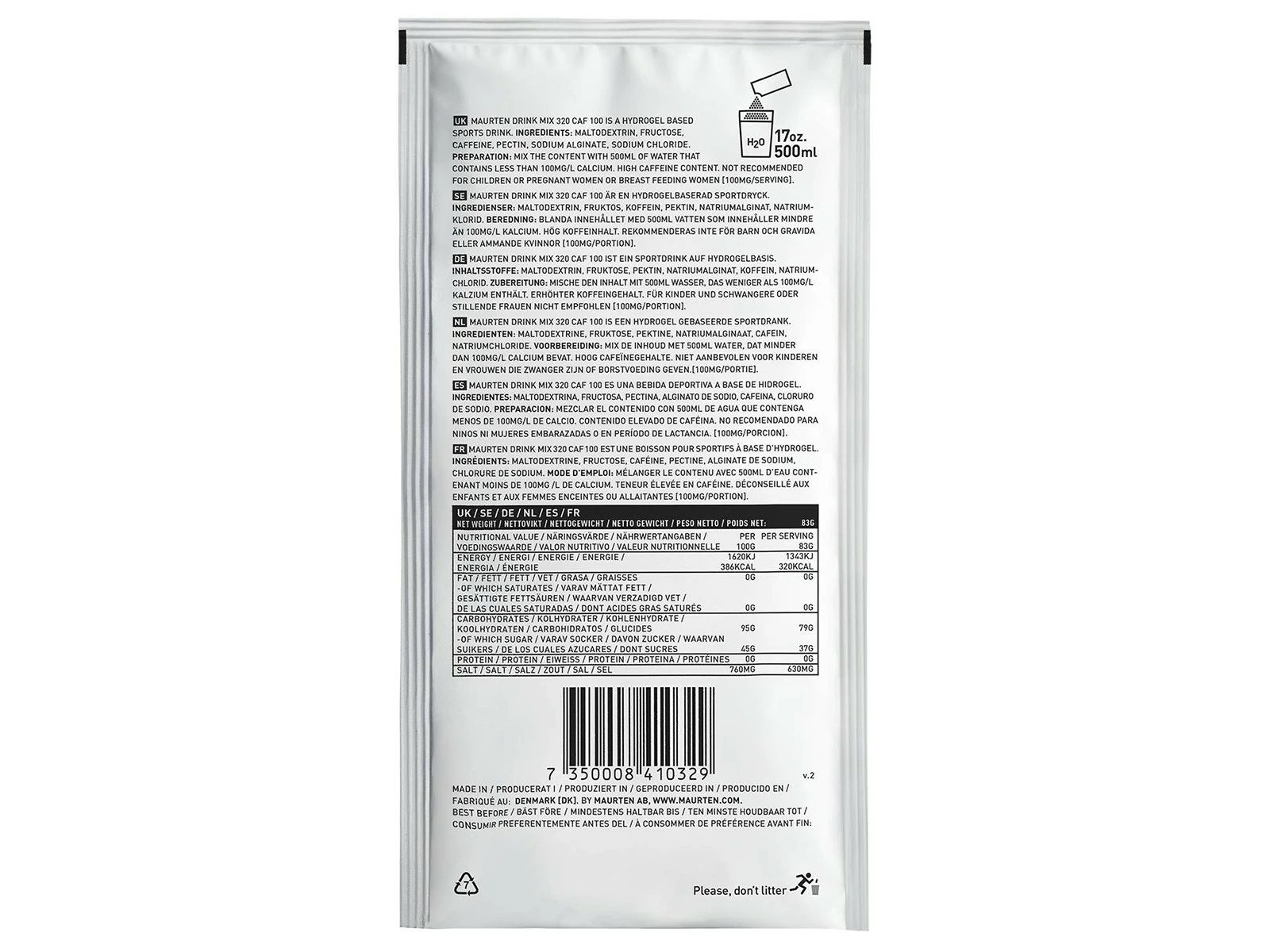 MAURTEN Sachet Drink Mix 320 Caf 100 Hydrogel Sports Fuel - 80g 2 MAURTEN Sachet Drink Mix 320 Caf 100 Hydrogel Sports Fuel - 80g – Image 2