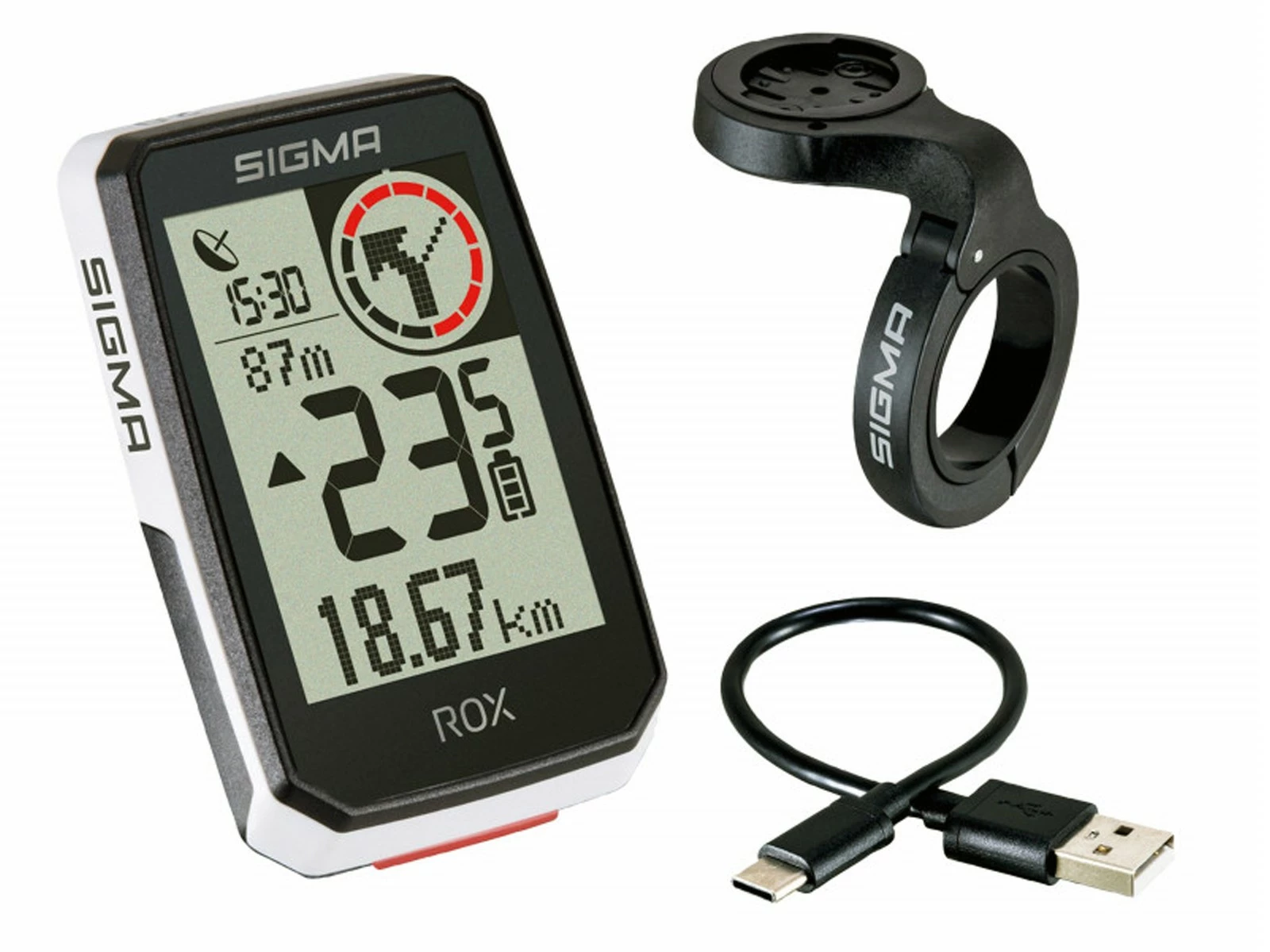 SIGMA Compteur ROX2.0 GPS Blanc Support Cintre 1 SIGMA Compteur ROX2.0 GPS Blanc Support Cintre